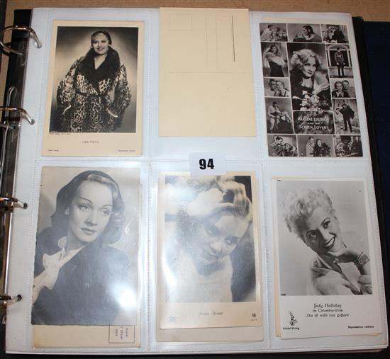 Album film star postcards 1930s to 1950s including Audrey Hepburn(-)